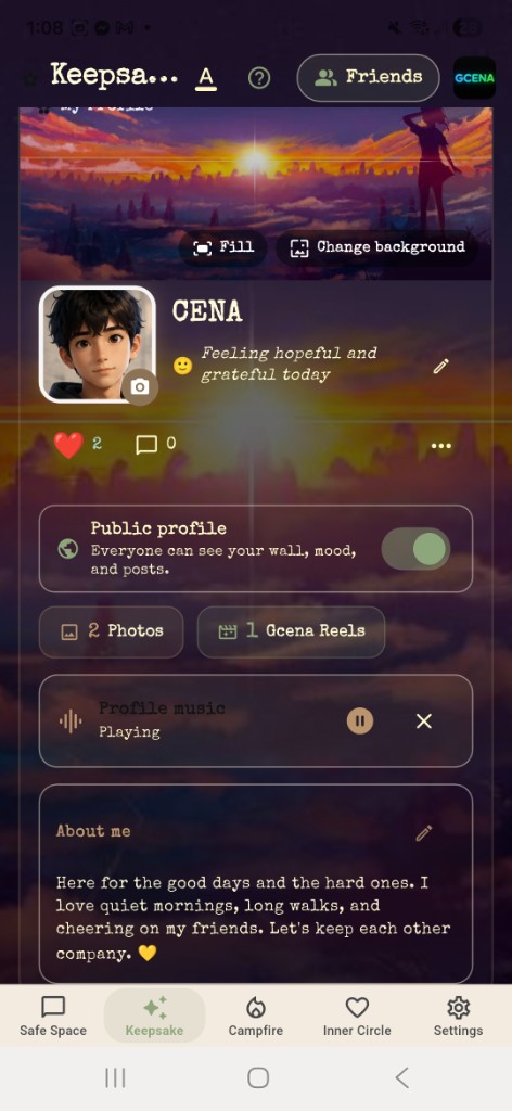 Keepsake main profile wall